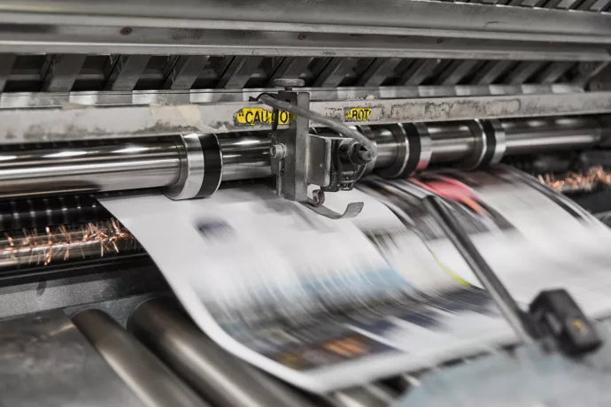 Newspaper on printing press