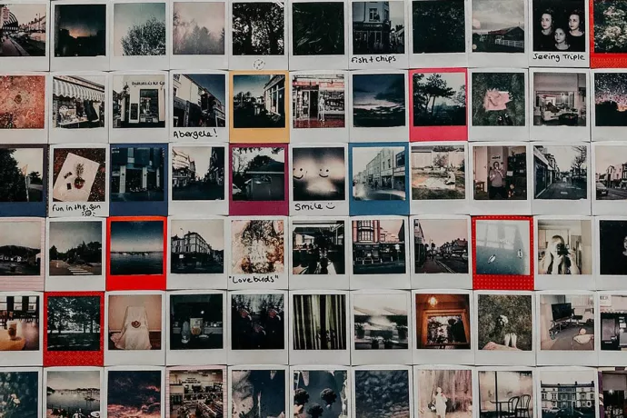 six by 11 grid of polaroids (individual images unclear)