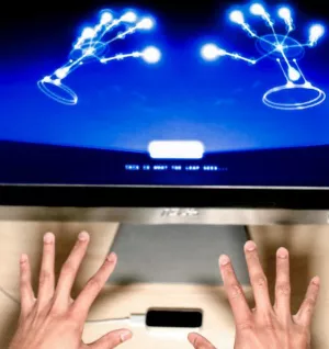 hands on computer screen