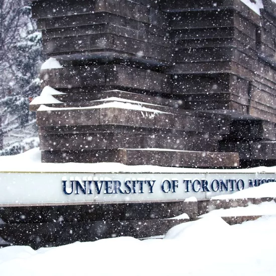 UTM sign during snowfall