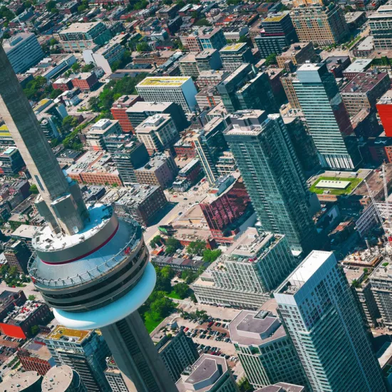 Aerial photo of downtown Toronto