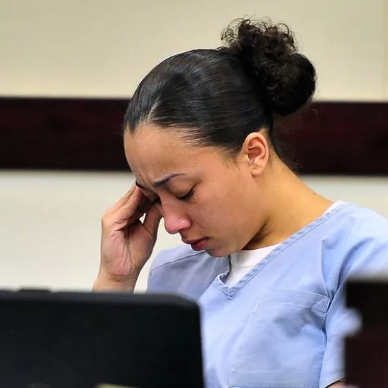 Cyntoia Brown reacts during her hearing in Nashville, Tennesee.