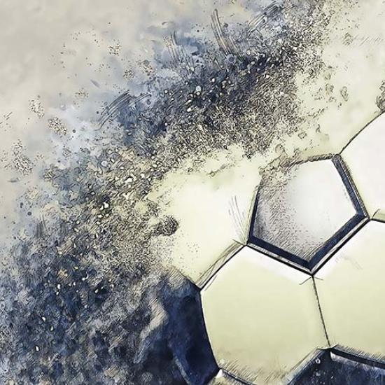 Artistic depiction of soccer ball, with blurred edges