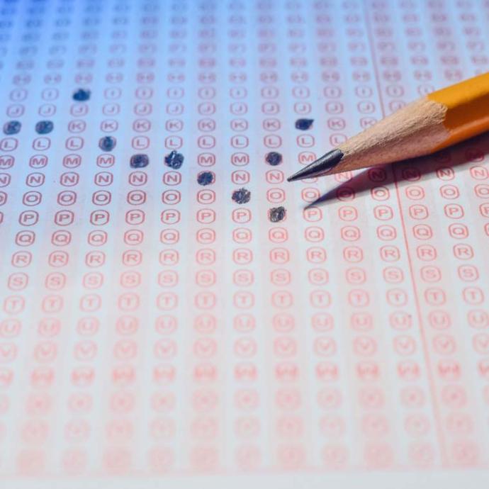 Scantron test card and pencil