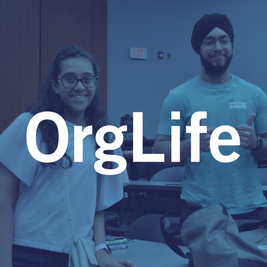 OrgLife logo on top of a photo of two students smiling.