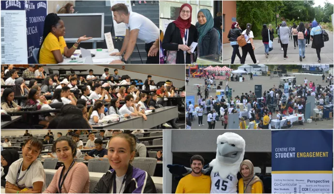 Images of students during eagle orientation programming 