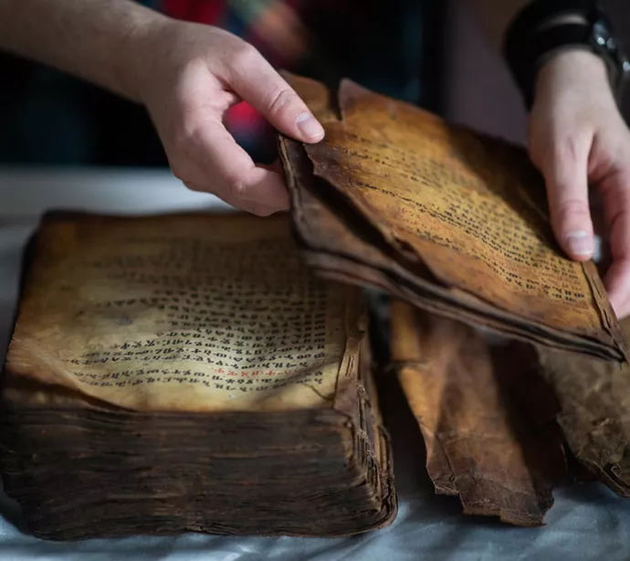 A fragile ancient book, or codex, from Ethiopia