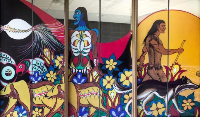 Colourful mural by Indigenous artists