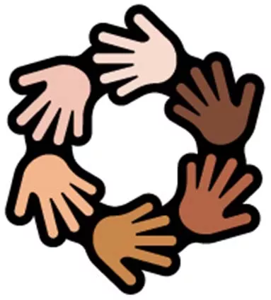 Graphic depiction of hands joined in a circle formation