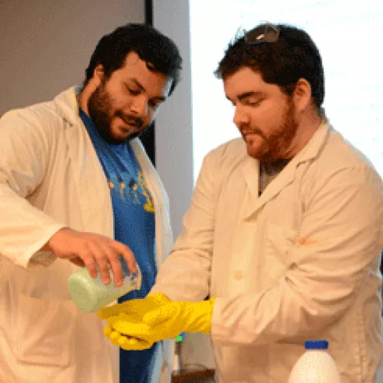 ROP students Stephan Singh and David Patch doing science