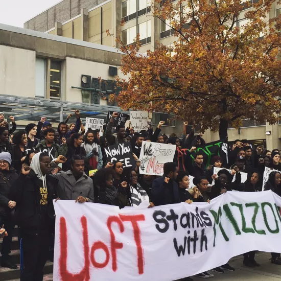 Image of student protest at UofT in 2015