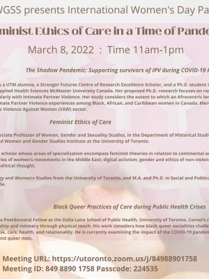 International Women's Day Panel Poster March 8, 2022